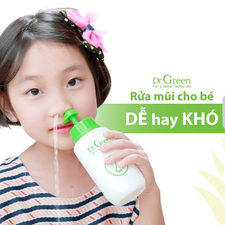 Bình rửa mũi Dr.Green kèm 10 gói muối lô hội (hàng chính hãng)