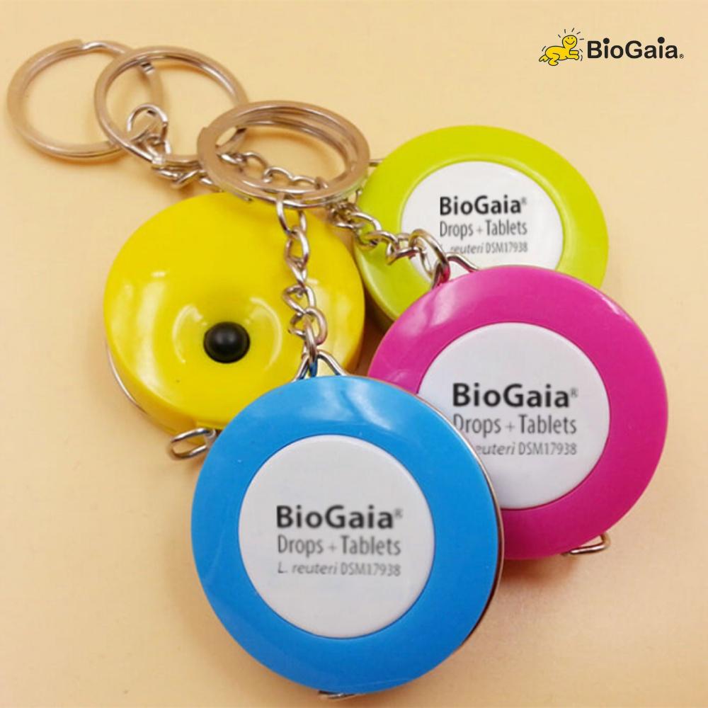 [Quà tặng không bán]Thước dây cuộn mini màu vàng hoặc màu xanh Logo BioGaia siêu dễ thương thiết kế dạng móc khóa tiện lợi