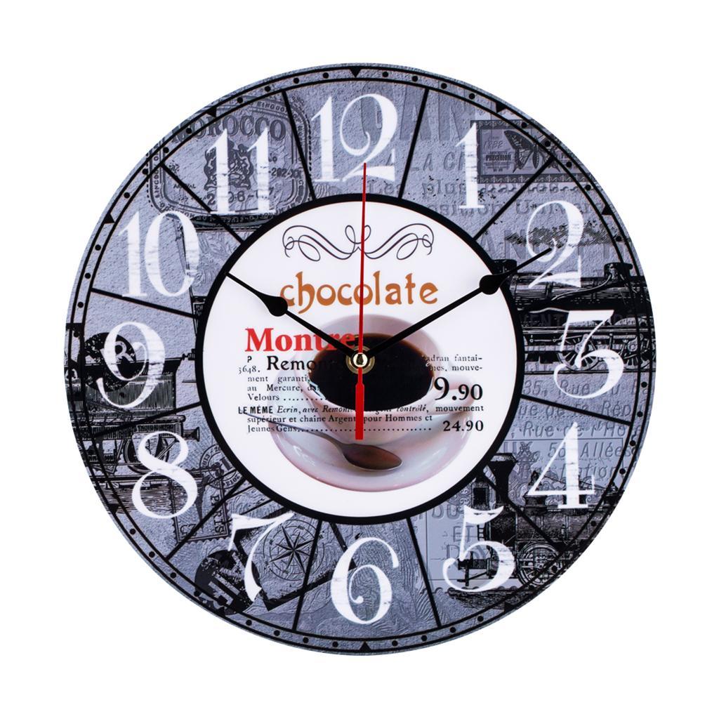 Vintage Style Round Wall Clock Retro Wall Decor for Living Room Bedroom