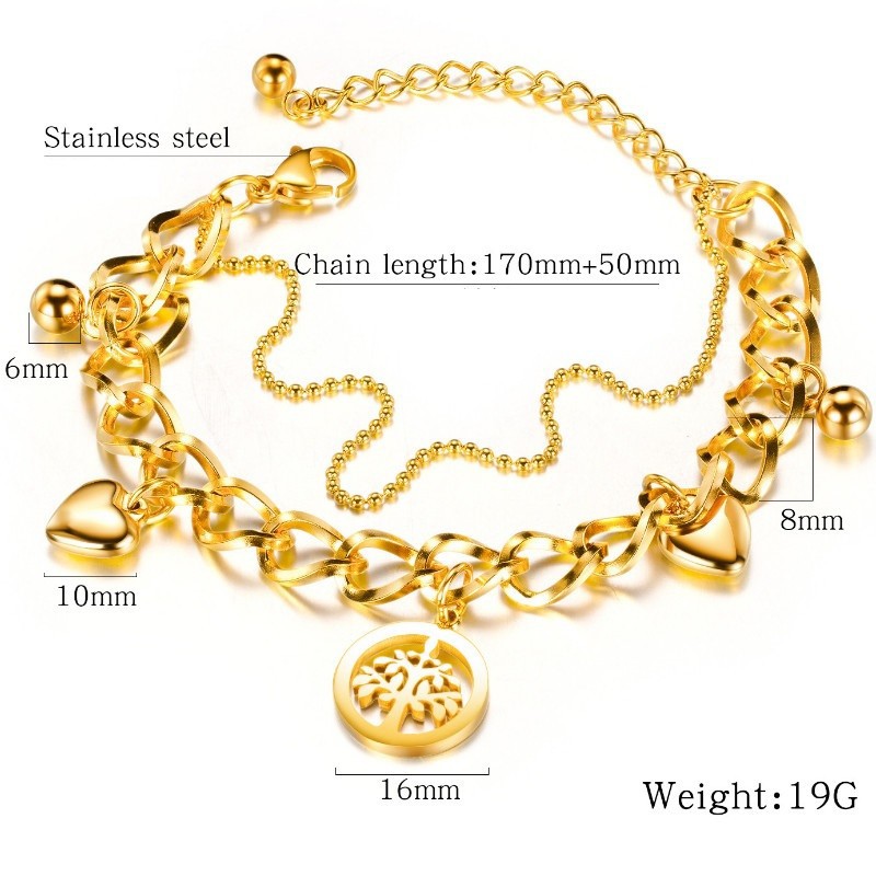 Lắc Tay Nữ Dây Xích Tòn Ten Titan Ko Đen TT 2496