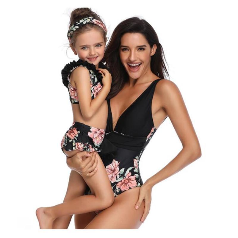 Năm 2019 Họ Phù Hợp Với Đồ Bơi Mẹ Con Gái Đầm Mẹ Con Gái Bikini Áo Tắm Đồ Bơi Trẻ Em Họ Phù Hợp Với Trang Phục