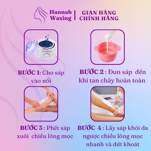 Combo Chén Silicon Nấu Sáp + Sáp Wax Lông Hannah Waxing hương dừa cao cấp tặng kèm que gỗ phết sáp