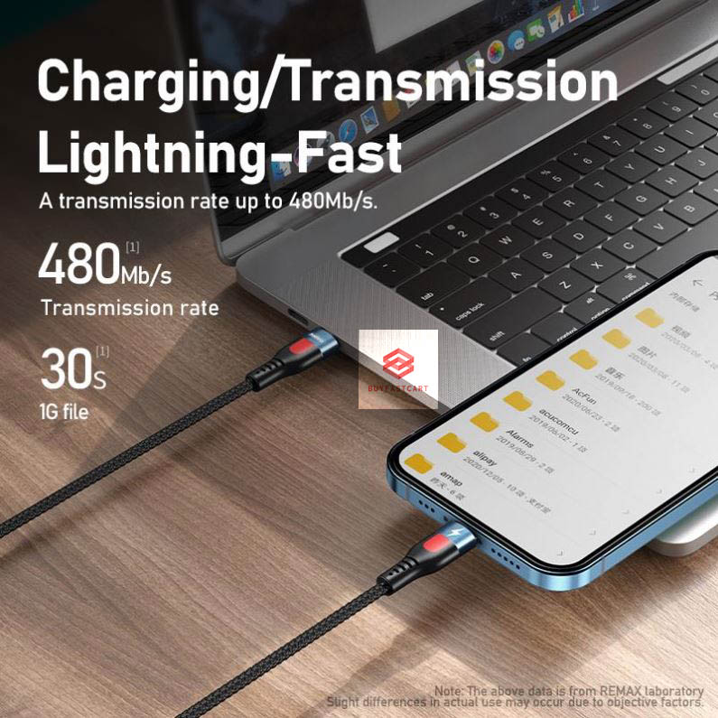 Cáp Sạc Nhanh 22.5w Cho iPhone Remax RC-188i Cổng Type C to Lightning - Hàng Chính Hãng