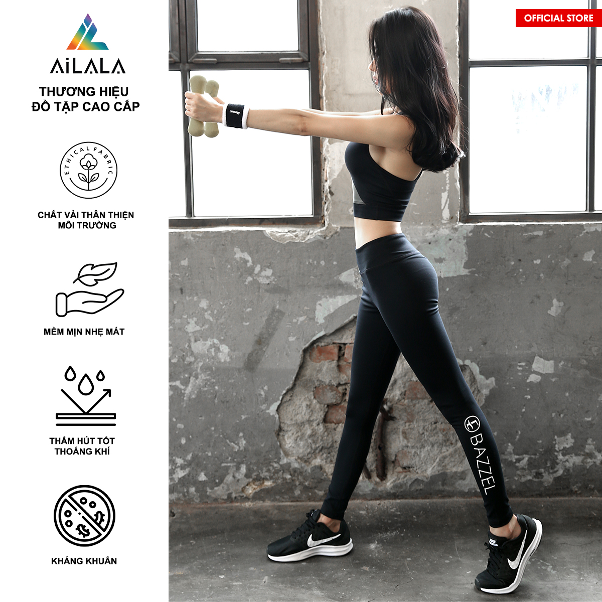 Bộ quần áo thể thao nữ AiLALA HK19, Đồ tập Yoga Gym Pilates, chất vải Hi-tech cao cấp