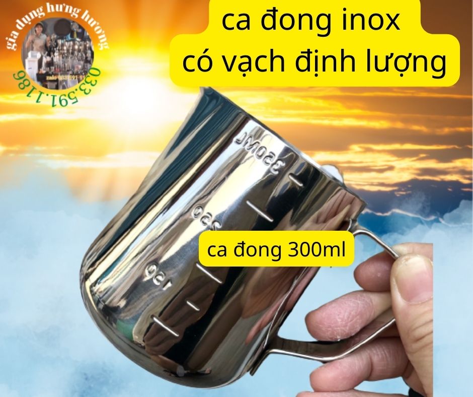 Ca đánh sữa inox (có chia vạch) 350ml, 550ml, 900ml