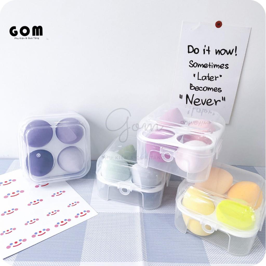 Set 4 mút trang điểm hình trứng - kèm hộp đựng bằng nhựa cứng cáp