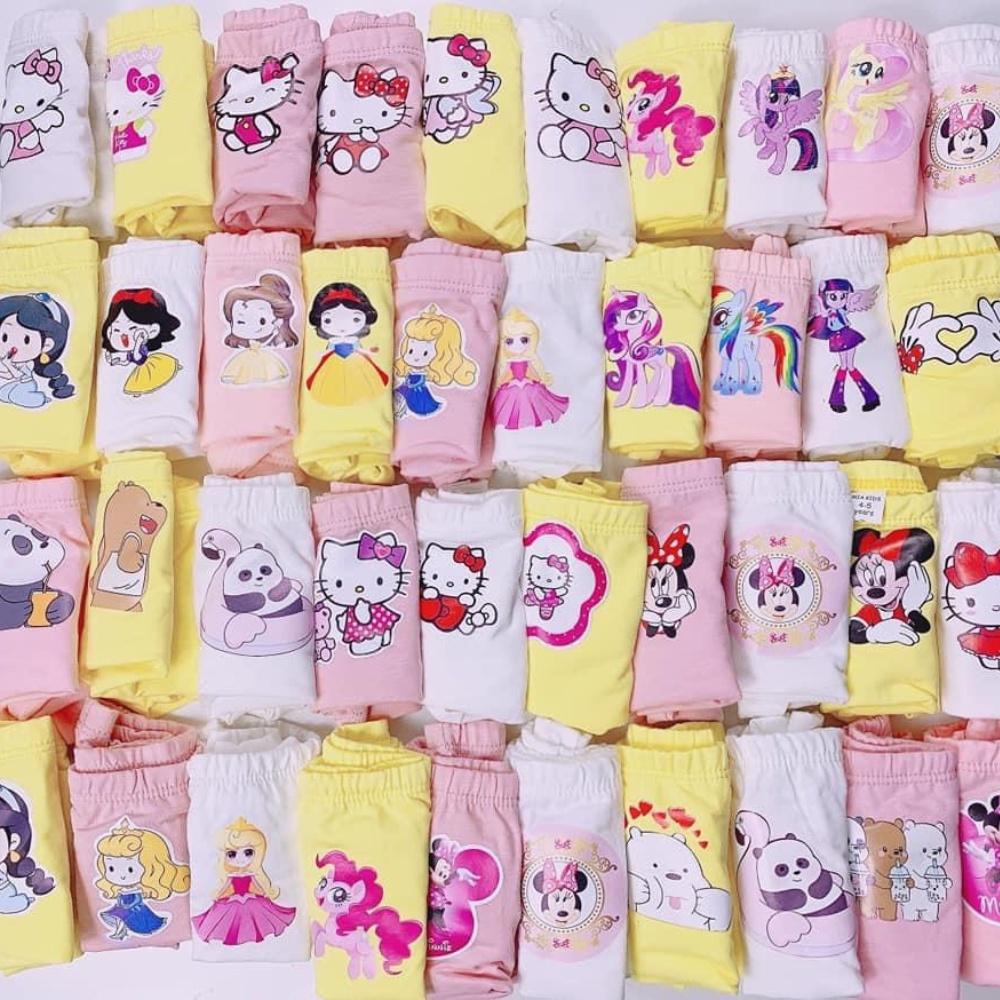 Quần chip đùi bé gái, quần lót trẻ em cotton cao cấp mềm mịn hello kitty, elsa, pony, mickey