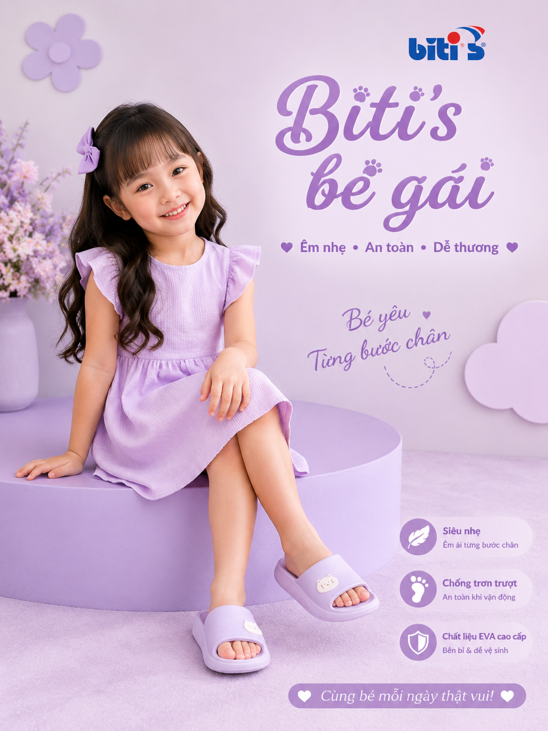 DÉP Biti's bé gái -Size 30-37 - Chống trơn trượt - Chất liệu EVA cao cấp