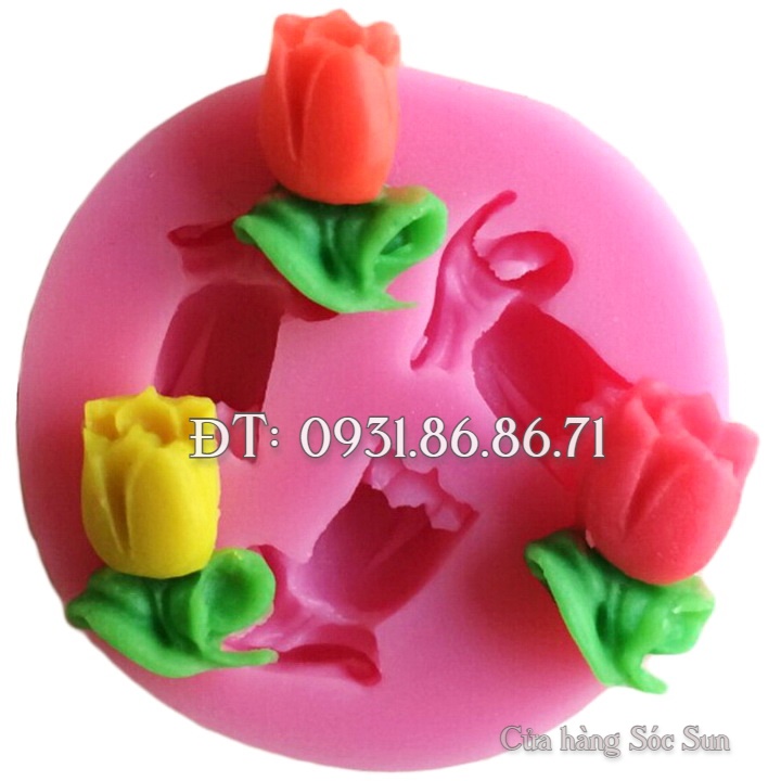 Khuôn silicon 3 hoa Tulip – Mã số 1675