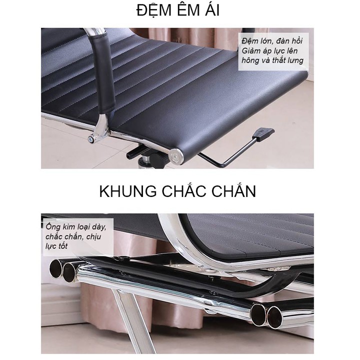 Ghế Xoay Văn Phòng Chống Mỏi Lưng Bề Mặt Bọc Da Bò GH15