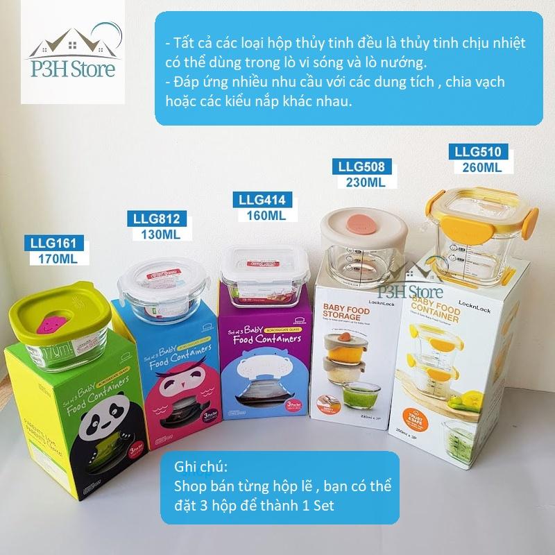 Hộp thủy tinh Lock&Lock Baby Food Container dùng đựng thức ăn cho bé LLG820S3 LLG414S3 LLG508S3 LLG812 LLG510S3 LLG161S3