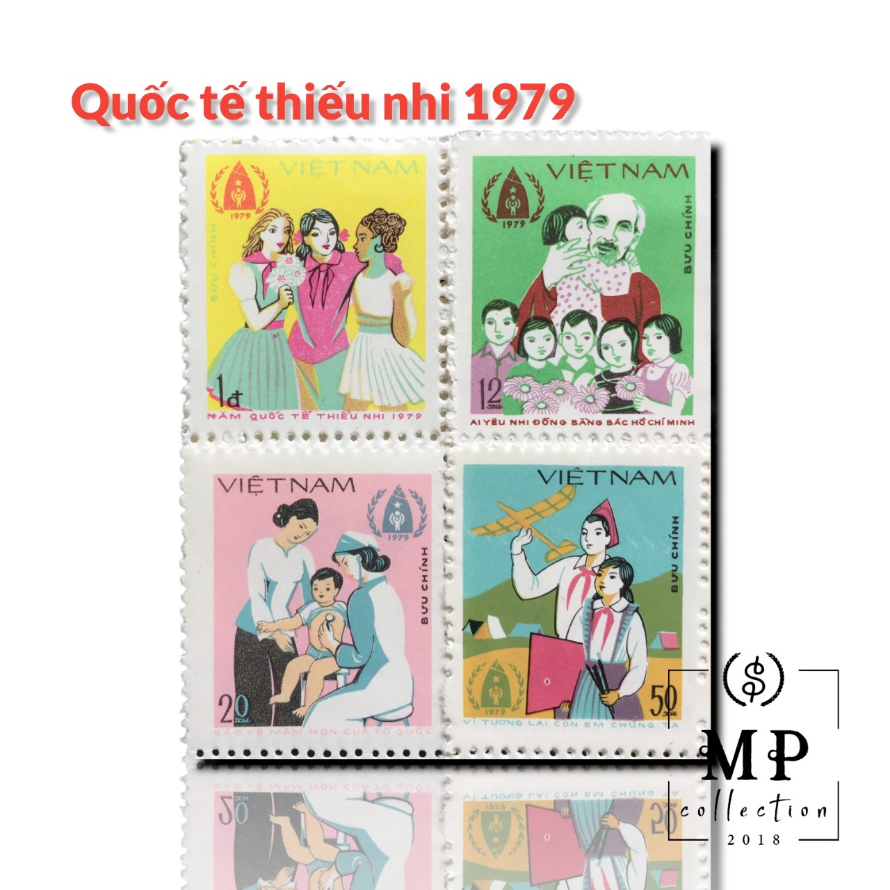 Bộ tem sưu tầm Năm quốc tế thiếu nhi Việt Nam 1979 4 con.