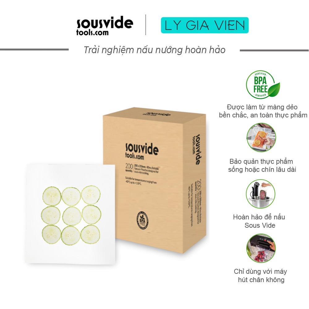Hộp 200 Túi Hút Chân Không Sous Vide Tools Boilable Chamber Vacuum Pouches - Hàng Nhập Khẩu