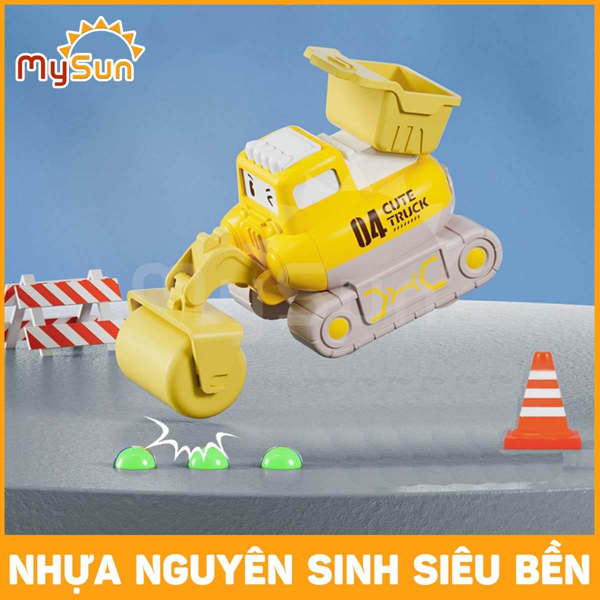 Ô tô đồ chơi trẻ em mô hình xe công trình máy xúc, múc, xe ủi đất cho bé MySun
