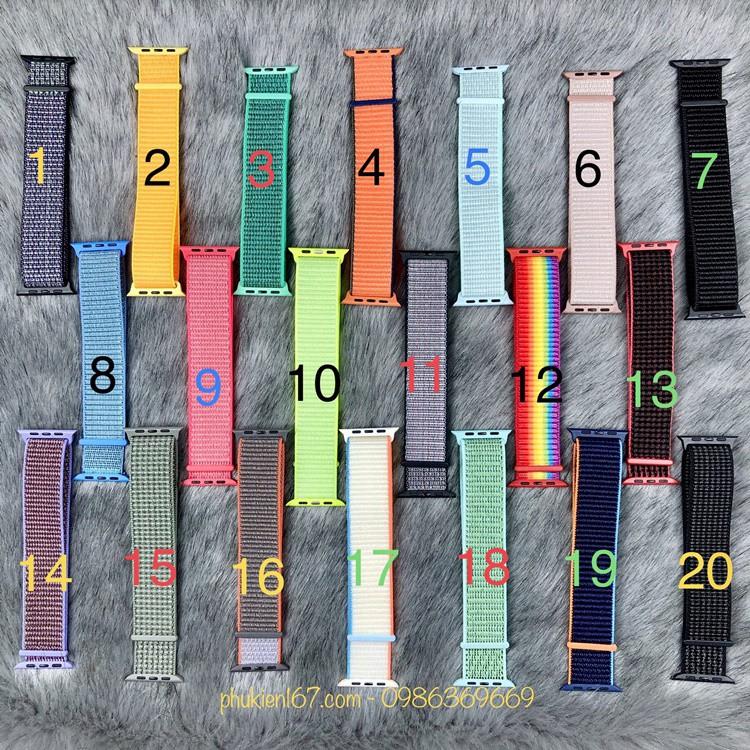 Dây vải dù Nylon dành cho Apple Watch series 1/2/3/4/5/6, đồng hồ T500, W26, HW12, HW22 Pro - Chống thấm nước - Size 38/40/42/44mm