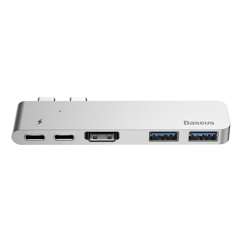 Bộ chuyển đổi Baseus Dual Type C  ra USB3.0/HDMI/Type-C - Hàng chính hãng (Gray)