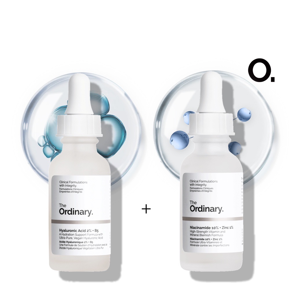 Bộ Đôi The Ordinary Niacinamide Serum B5 Axit Hyaluronic 2% + B5 / Niacinamide 10% + Zinc 1%