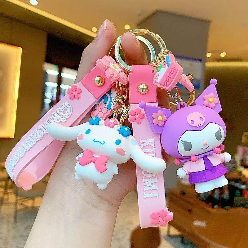 Móc khóa búp bê hoạt hình Helo Kitty, Kuromi, Mymelody, Cinnamoroll dùng treo cặp sách, túi xách, balo, xe máy, xe đạp