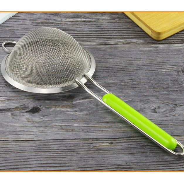 Rây Lọc Viền Inox Cán Xanh Cao Cấp Huyna Mart có thể lọc bột cháo, thức ăn cho bé ăn dặm