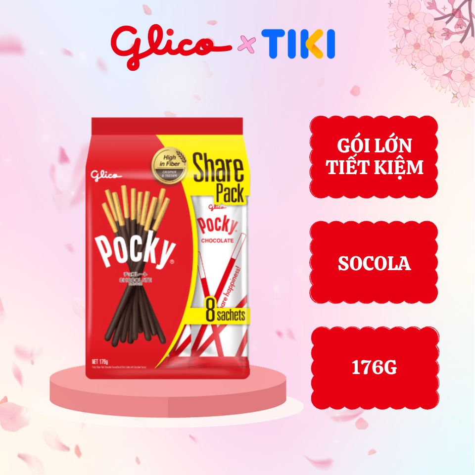 [Gói lớn tiết kiệm] Bánh Que Pocky Kem Chocolate 176g | Glico