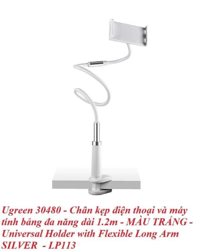 Ugreen UG30480LP113TK 1.2M màu Trắng Chân kẹp điện thoại + máy tính bảng đa năng - HÀNG CHÍNH HÃNG