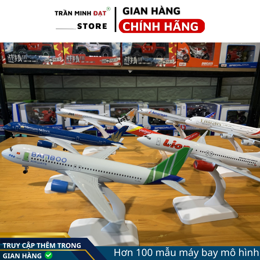 Mô Hình Máy Bay Trưng Bày Vietnam Airline 20cm Kèm Đế Trưng Bày + Có Bánh Xe - Trần Minh Đạt Store