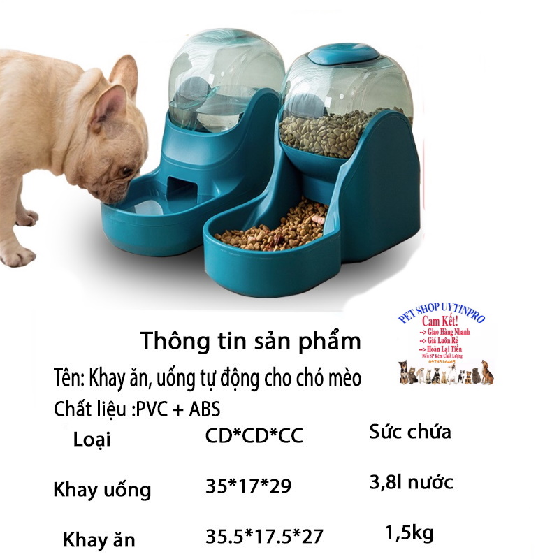 Khay ăn tự động Khay uống tự động cho Chó Mèo dung tích 3.8L Thiết kế hình phi thuyền Chất liệu nhựa cao cấp Tiện dụng