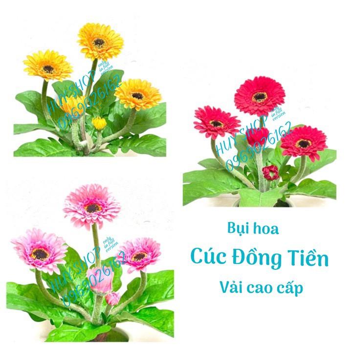 Hoa Giả trang trí - Bụi Hoa CÚC ĐỒNG TIỀN Vải cao cấp 25CM