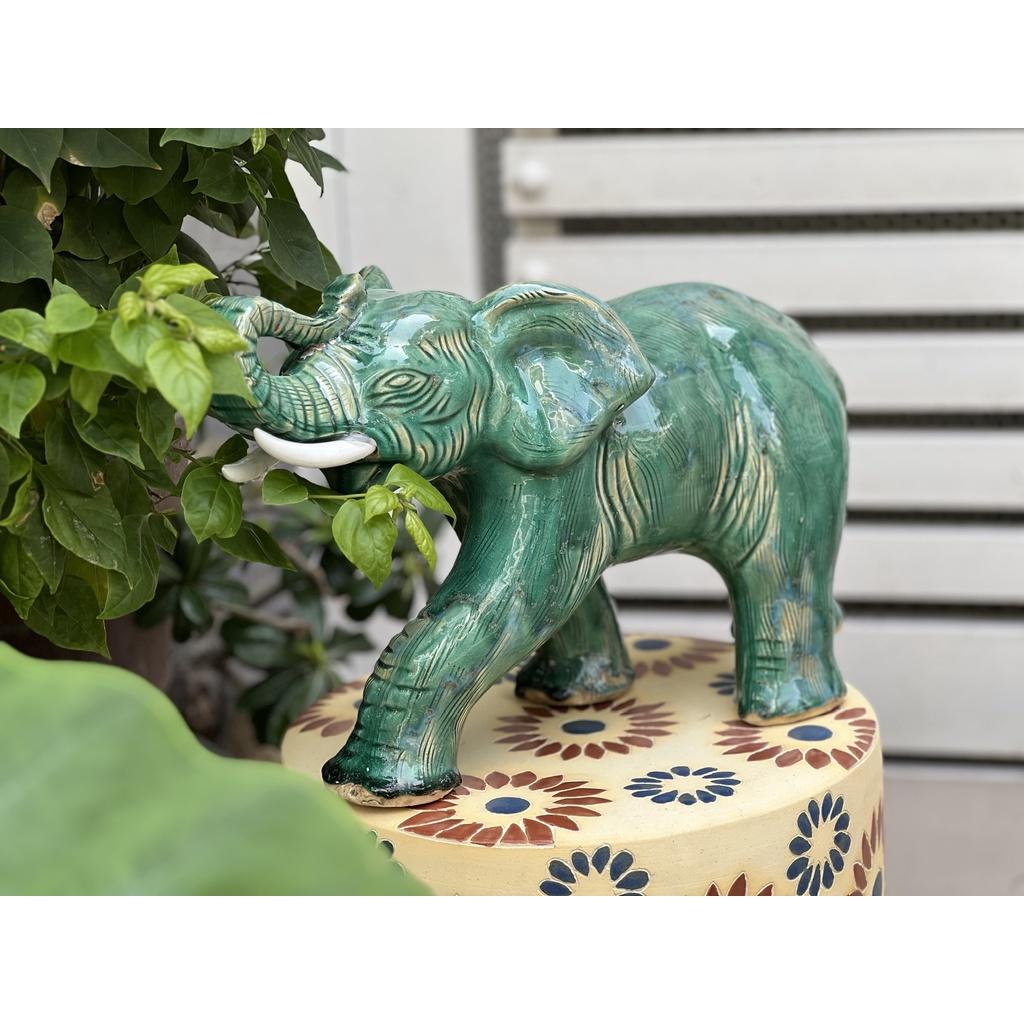 VOI BƯỚC ĐI GỐM SỨ TRANG TRÍ DECOR MÀU XANH