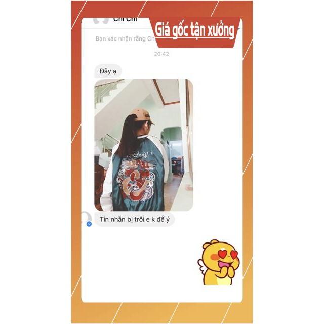 ảnh thật áo bomber thêu rồng xanh sẵn size M L
