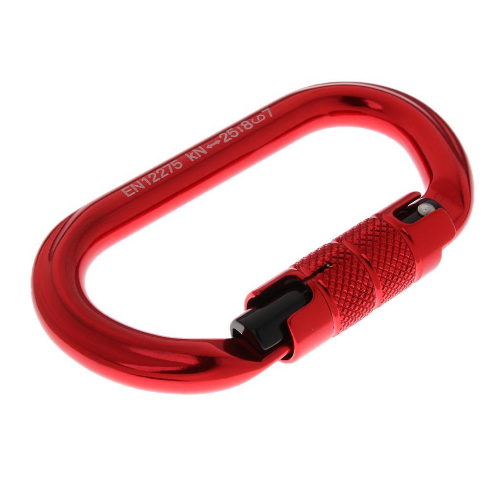 Oval Climbing Carabiner 25KN Aluminum Auto Locking Carabiner red