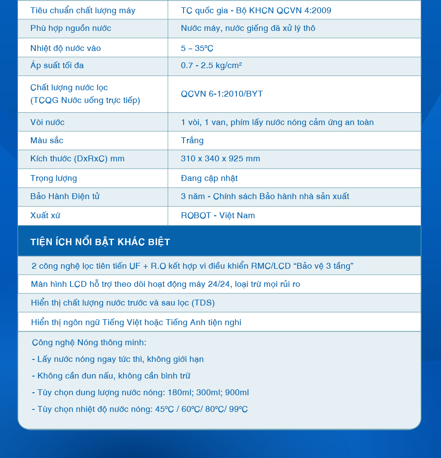 Máy Lọc Nước Nóng Thông Minh ROBOT RBSmartPlus-9 - Hàng Chính Hãng