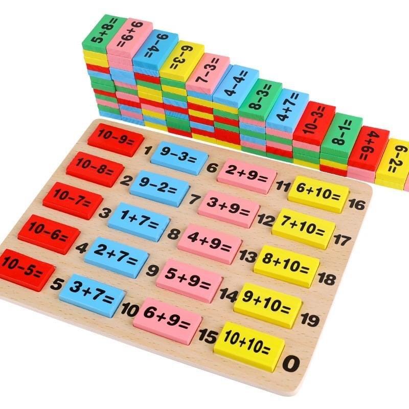 Đồ chơi Domino 110 quân bằng gỗ kèm que tính