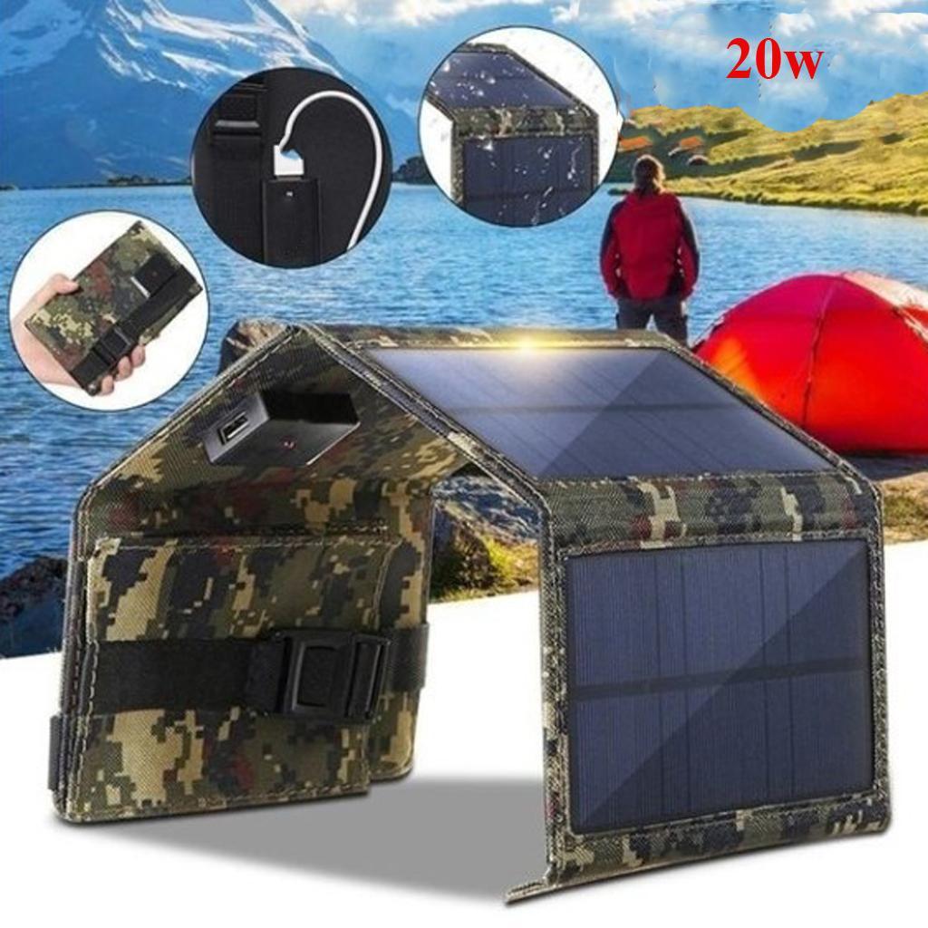 Portable Foldable Solar Panel Charger USB Dual Port Power Bank