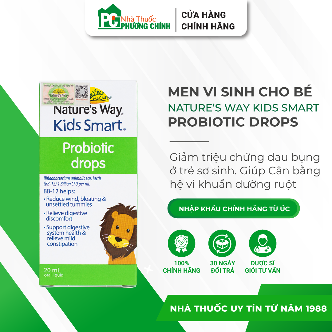 Men Vi Sinh Cho Bé Nature's Way Kids Smart Drops Probiotic - Hỗ Trợ Giảm Táo Bón, Tiêu Chảy (Chai 20ml)