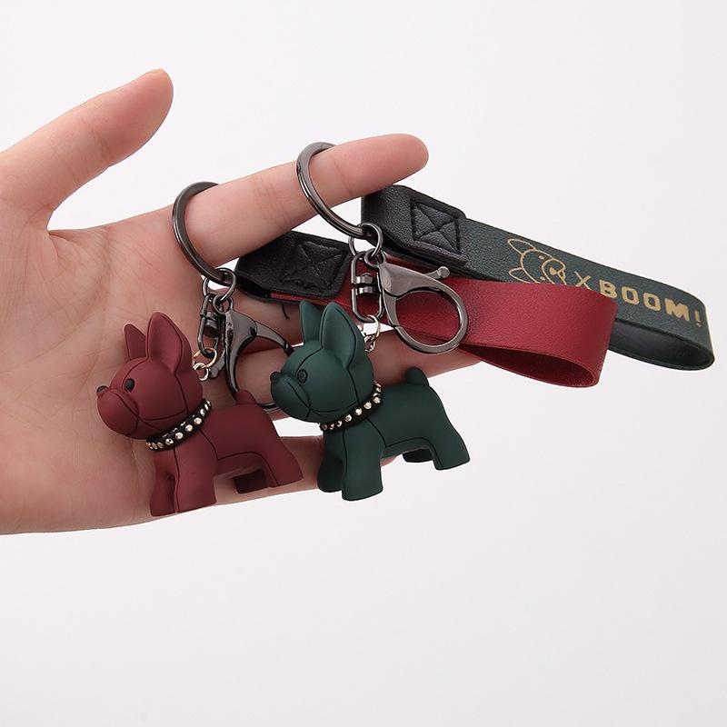 Móc khóa hình chú chó bulldog dễ thương, móc chìa khoá keychain hình cún