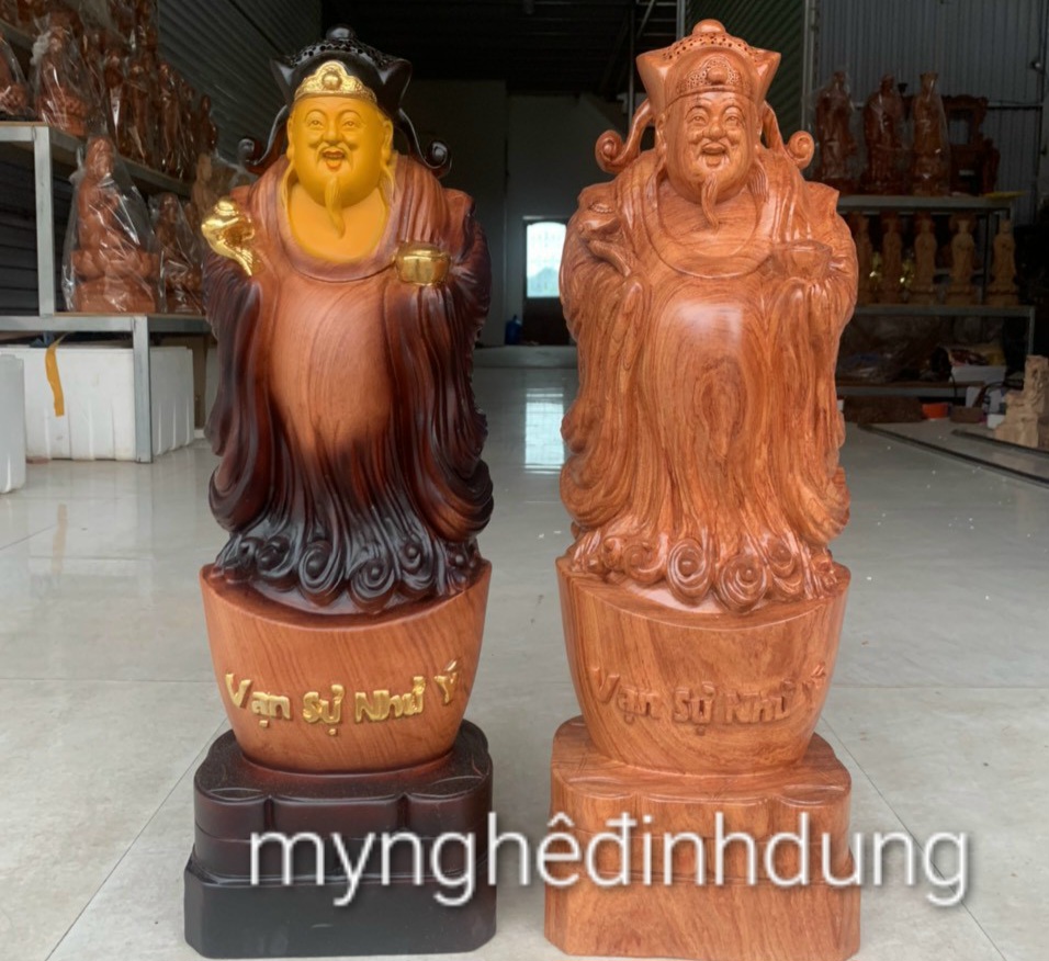 Tượng thần tài bằng gỗ hương đá kt cao 60×20×15cm