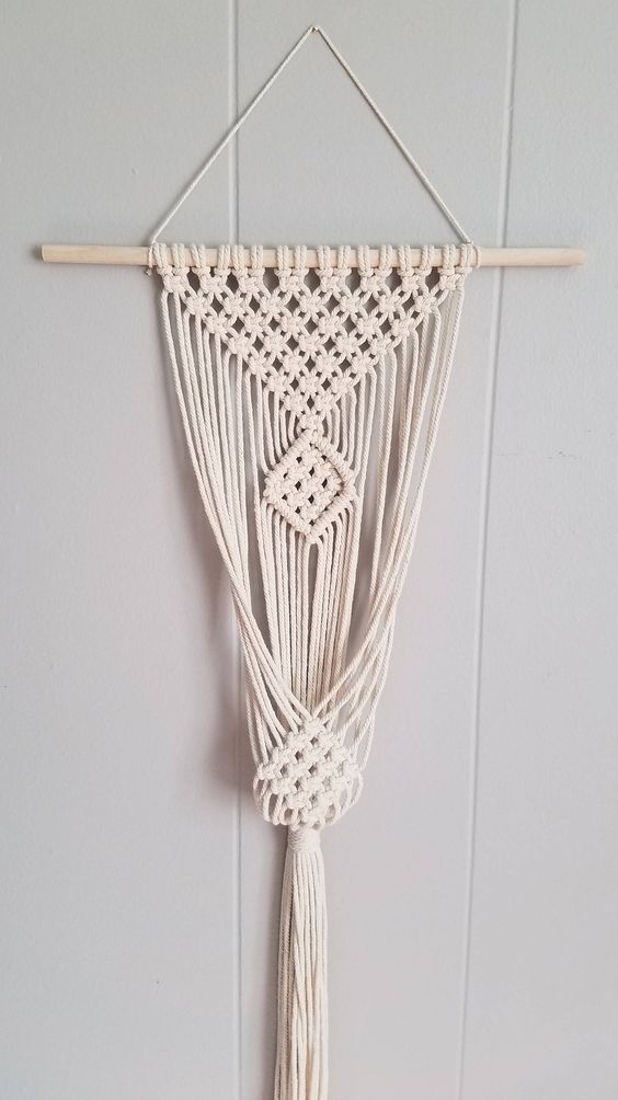 Thảm Treo Chậu Cây Trang Trí Macrame TTC01- Sản Phẩm Handmade, Dùng Treo Tường Decor Trong Nhà Ở, Văn Phòng Làm Việc, Homestay, Quán Cà Phê