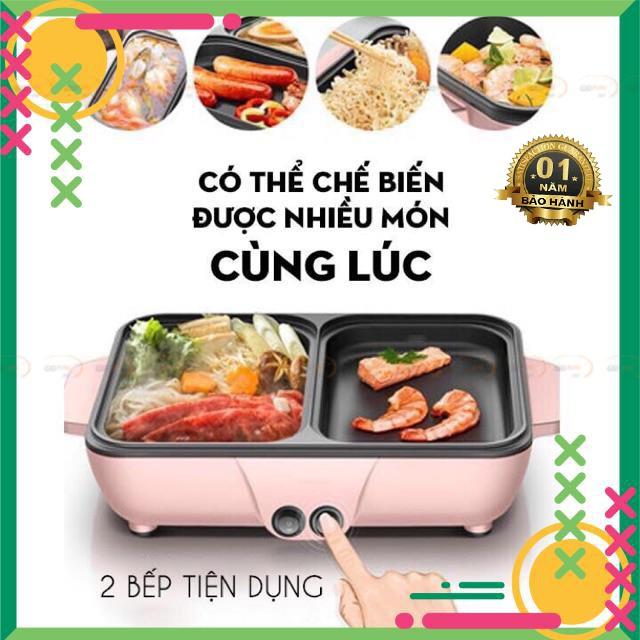 THANH LÝ HÀNG MỚI Nồi Lẩu Nướng  2in1 Mini Hàn Quốc Bếp Lẩu Nướng Đa Năng Cao Cấp Đế Nồi Chống Dính Bảo Hành 3 Tháng