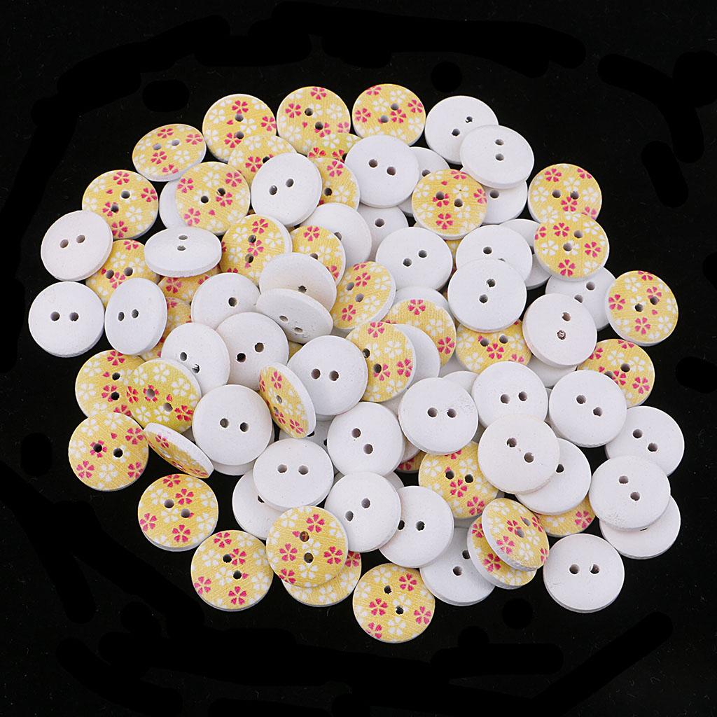 100Pcs Snowflake Wooden Buttons Sewing Clothing Accessories 15mm Yellow