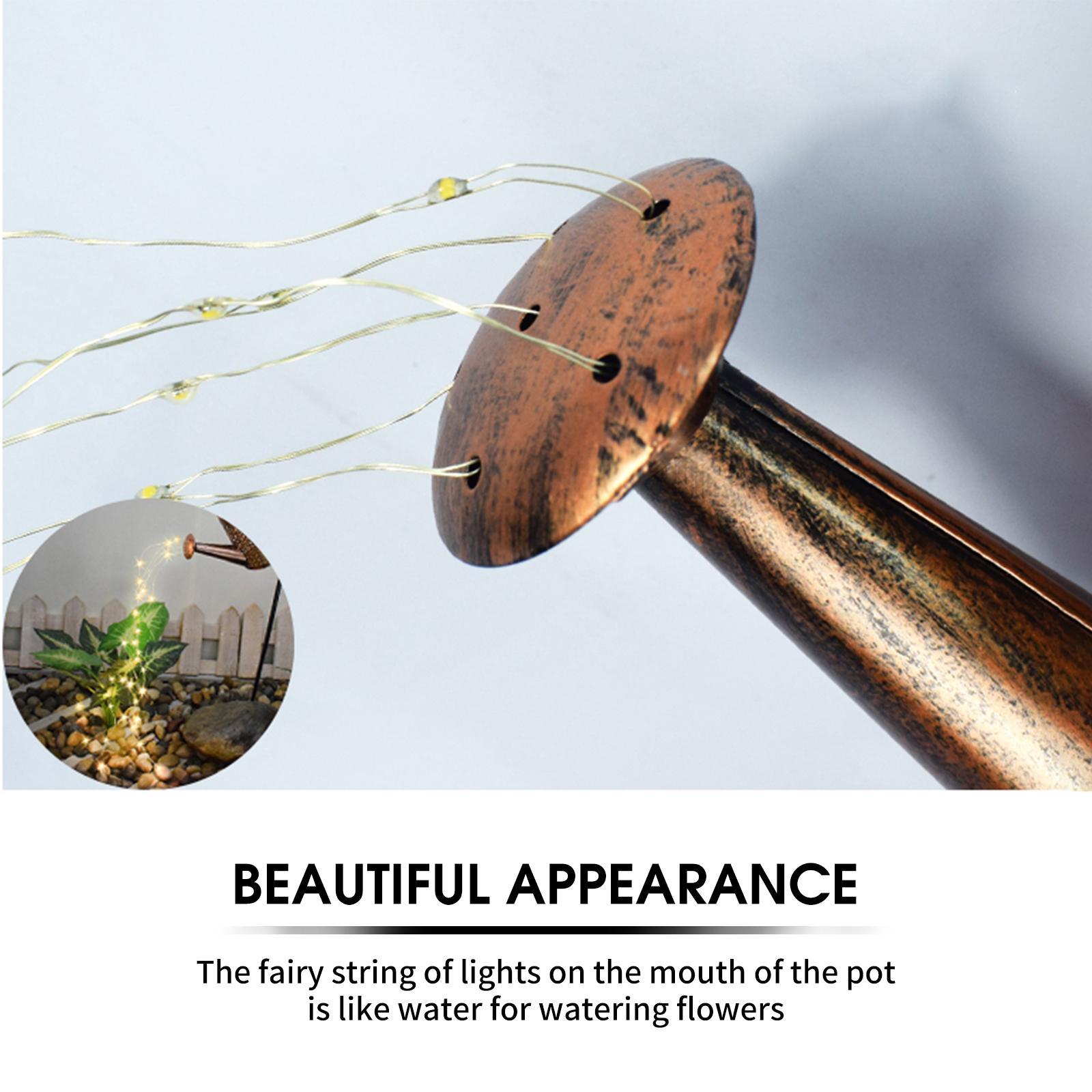 Watering Can Lights Metal Solar Stakes Light LED Solar Landscape Lights IP65 Waterproof Retro Kettle Lantern Stake Light
