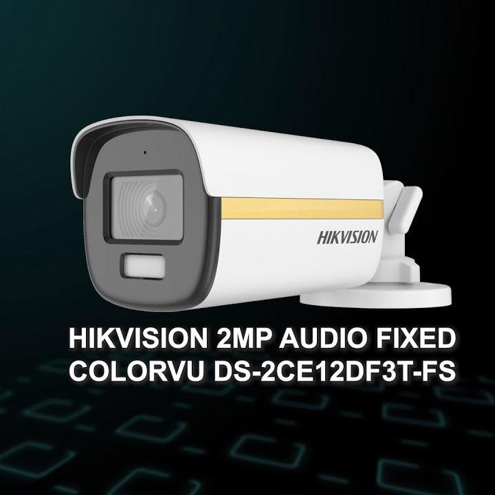 Camera HDTVI Thân ColorVu có mic 2MP HIKVISION DS-2CE12DF3T-FS chính hãng Nhà An Toàn