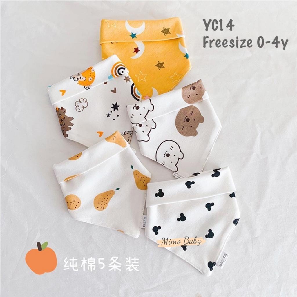 Set 5 yếm cổ tam giác chất liệu cotton in hình đáng yêu cho bé YC14 Mimo baby