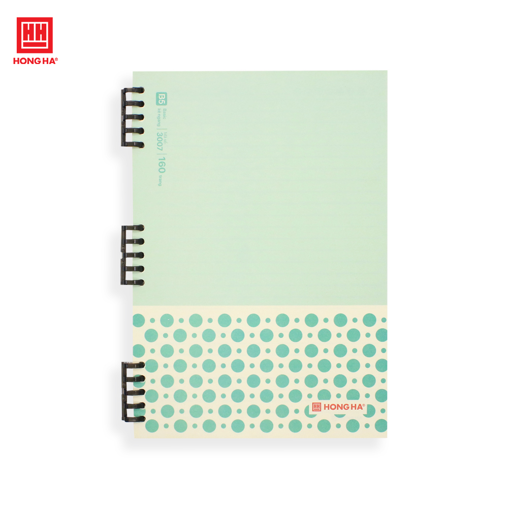 Sổ lò xo B5 Hồng Hà, sổ còng nhựa Basic 160 trang định lượng 80gsm - 3007