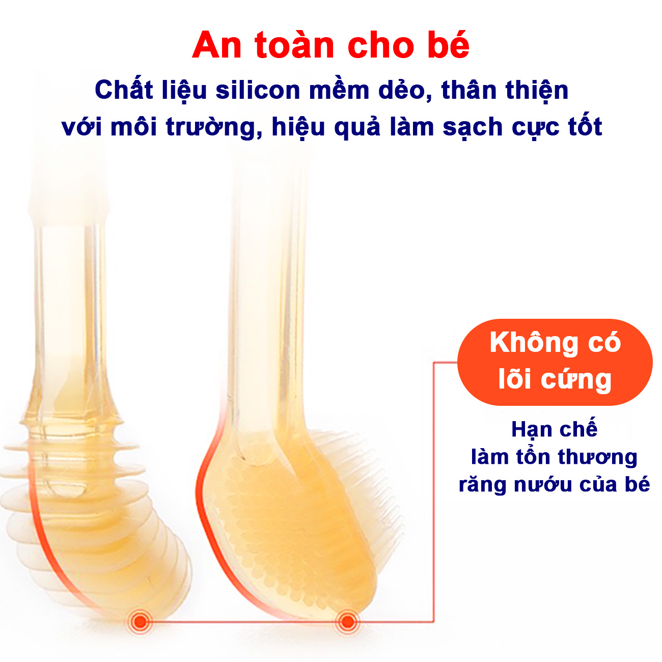 Bộ rơ lưỡi cho bé, Bàn chải silicon cho bé siêu mềm mại an toàn cho bé 0-18 tháng – SSS022