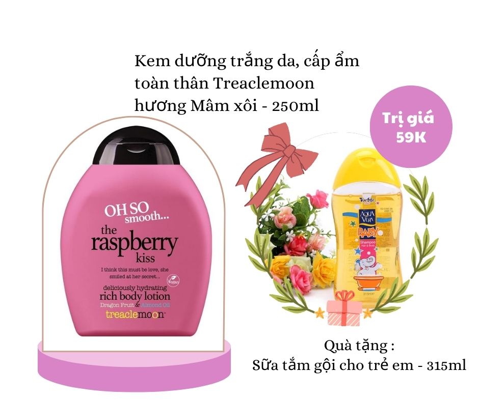 Tặng sữa tắm em bé 315 ml - Sữa dưỡng thể dưỡng da Treaclemoon hương mâm xôi 250ml