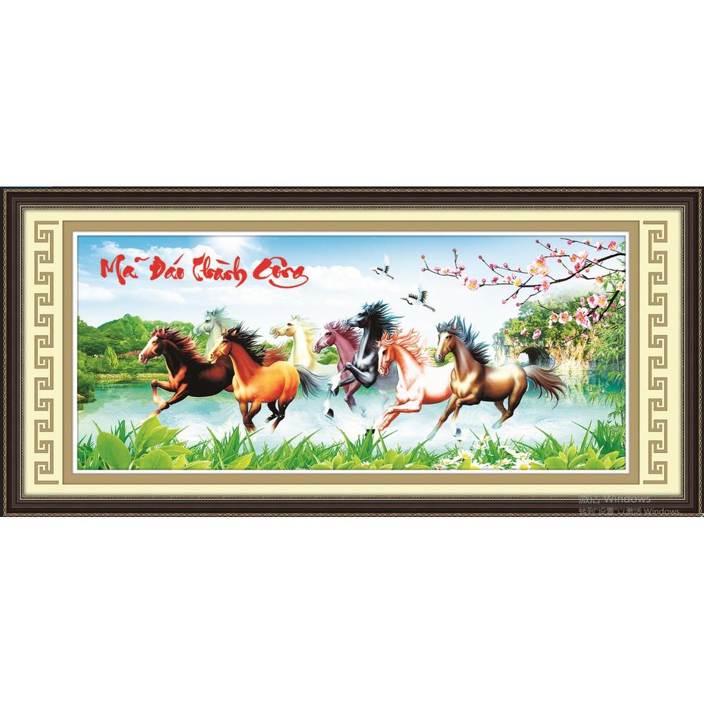 TRANH ĐÍNH ĐÁ 8 con ngựa Mã Đáo Thành Công ABC Ailuo AL77577