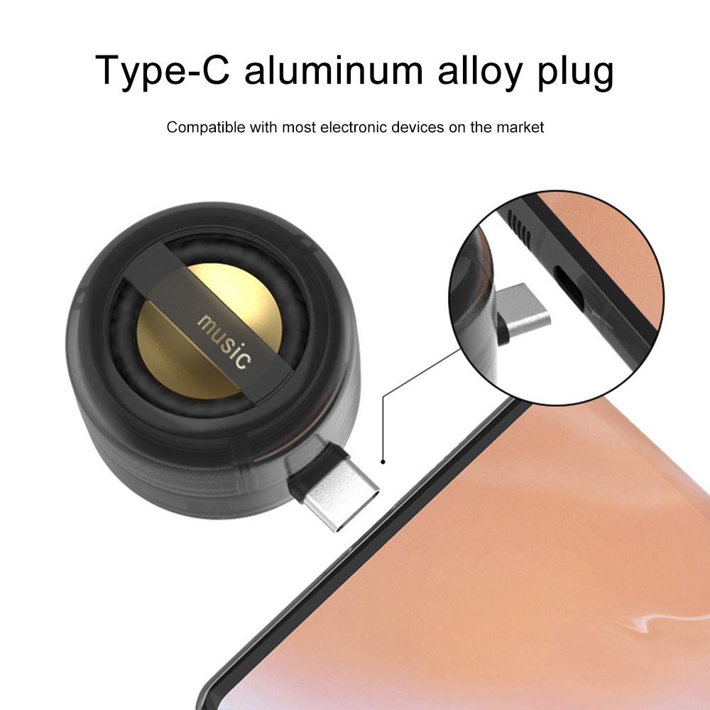 Loa Mini Di Động Đa Năng Jack 3.5mm Hộp Âm Thanh Mini Type-C Cắm Bộ Khuếch Đại Loa Điện Thoại Di Động Loa Có Dây Bên Ngoài Màu sắc: Loại c Đen
