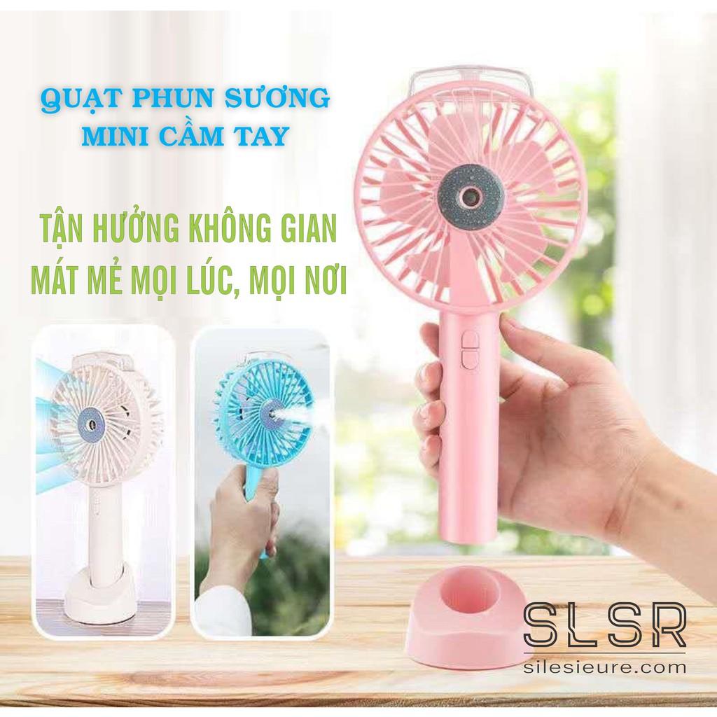 Quạt Cầm Tay Mini Phun Sương I9 siêu mạnh 3 Tốc Độ Sạc Pin Tích Điện Có Thể Dùng Tinh Dầu