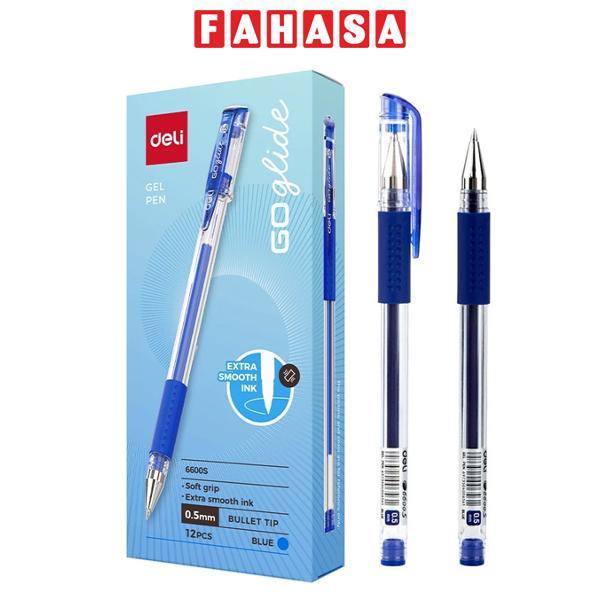 Hộp 12 Bút Gel 0.5 mm - Deli E6600S_XD - Mực Xanh